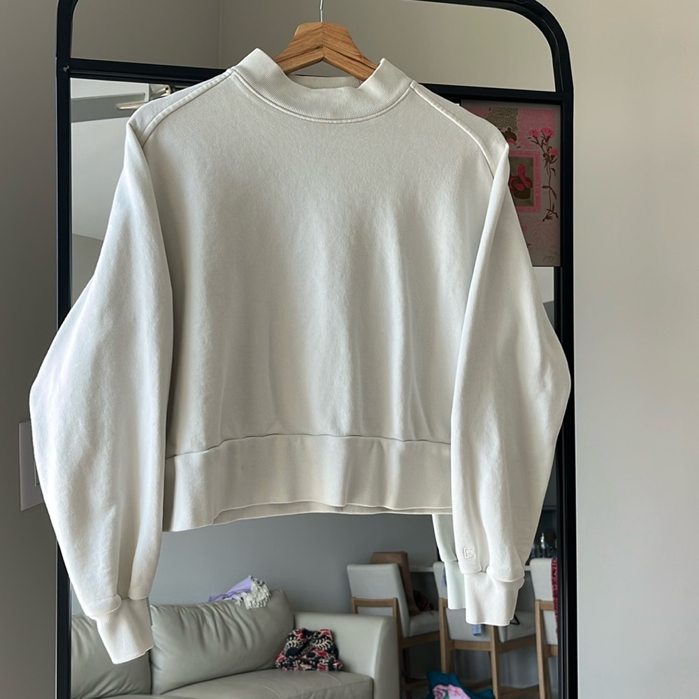 Everlane Ivory Mockneck Organic Cotton Sweatshirt